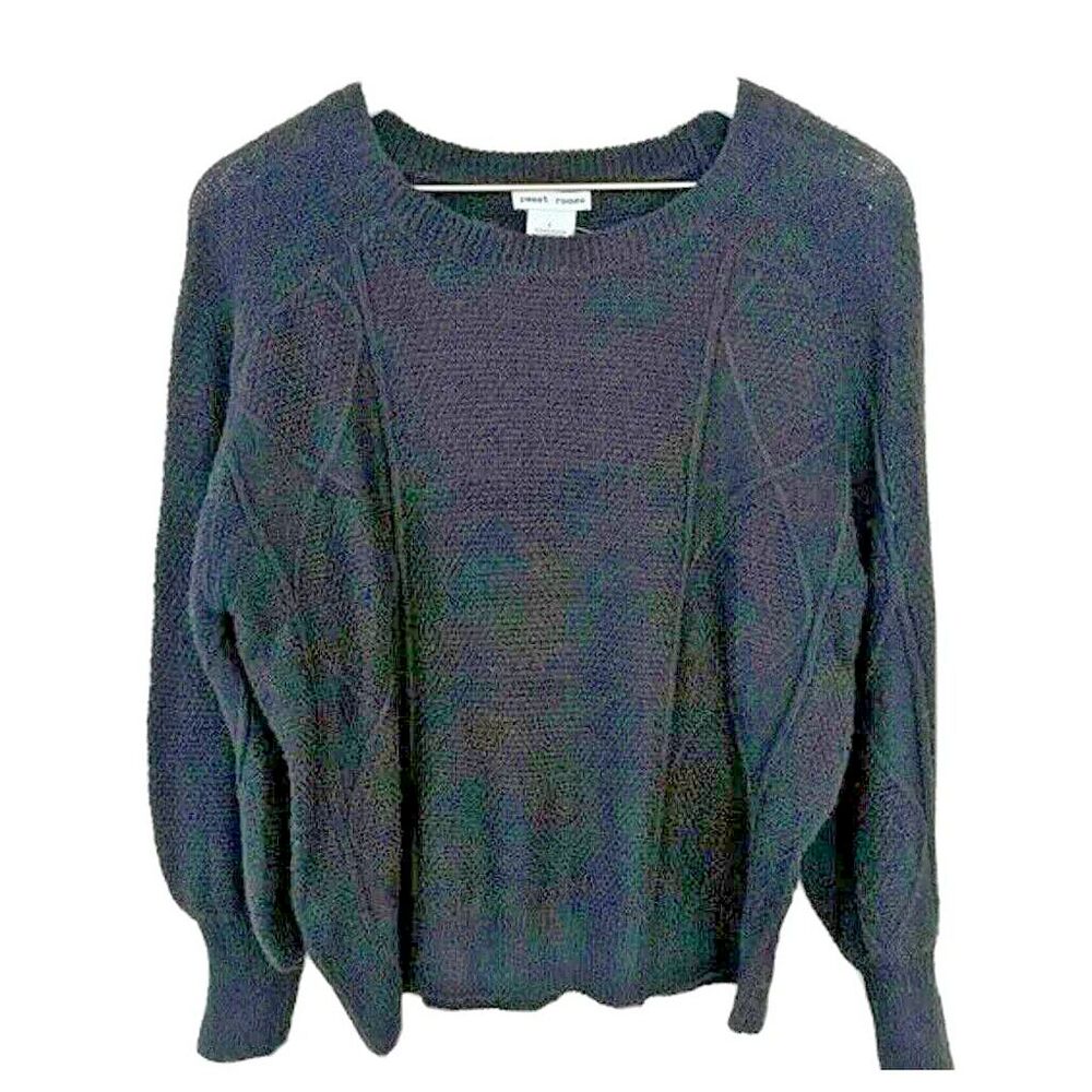 Black Pullover Sweater Womens Size Small NWT Sweet Romeo  Argyle Design Stretch